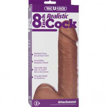 Doc Johnson Realistic Cock, коричневый - Насадка-фаллоимитатор к трусикам - купить в секс шопе