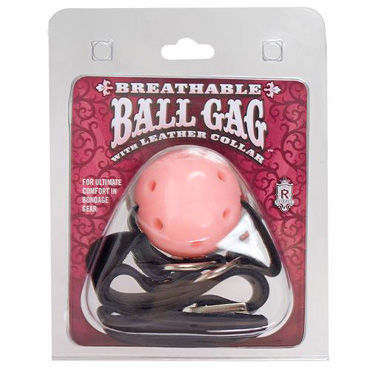 Doc Johnson Breatheble Ball Gag, розовый - Кляп с кожанными ремнями - купить в секс шопе