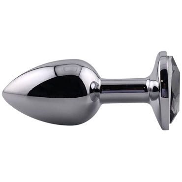 Kanikule Алюминивая анальная пробка Small, темно-серый страз - Со стразом в основании - купить в секс шопе