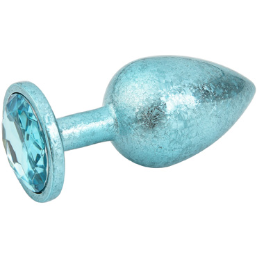 Kanikule Алюминивая анальная пробка Small, голубая - Со стразом в основании - купить в секс шопе