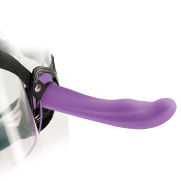 Pipedream Fetish Fantasy Elite 17,5 см, фиолетовая - Вибрирующая насадка для страпона + маска - купить в секс шопе