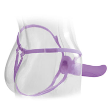 Pipedream Vibrating Hollow Strap-on 15 см, фиолетовый - Полый фаллоимитатор с вибрацией + маска - купить в секс шопе