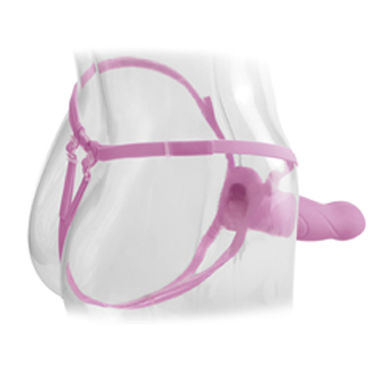 Pipedream Hollow Strap-on 18 см, розовый - Полый фаллоимитатор с ремешками + маска - купить в секс шопе