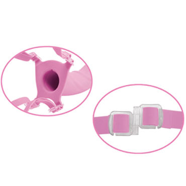 Pipedream Hollow Strap-on 18 см, розовый, Полый фаллоимитатор с ремешками + маска и другие товары Pipedream с фото