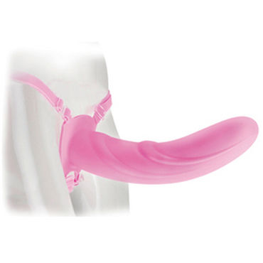 Pipedream Hollow Strap-on 20 см, розовый - Полый фаллоимитатор с ремешками + маска - купить в секс шопе