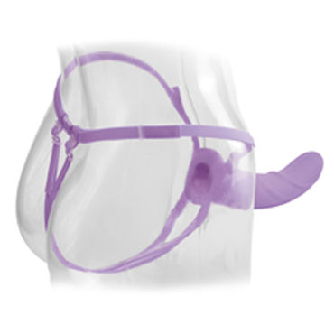 Pipedream Vibrating Hollow Strap-on 20 см, фиолетовый - Полый фаллоимитатор с вибрацией + маска - купить в секс шопе