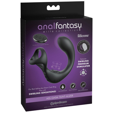 Стимулятор простаты Pipedream Ass-Gasm Taint-alizer - С вибрацией и эрекционным кольцом, на пульте - купить в секс шопе