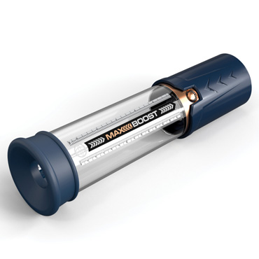 Вакуумная помпа Max Boost, синяя - Для усиления эрекции и увеличения размера члена - купить в секс шопе