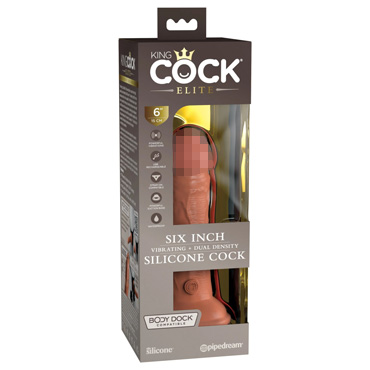 Вибратор King Cock Elite 6" Vibrating Silicone Dong, загорелый