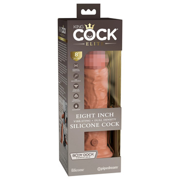 Вибратор King Cock Elite 8" Vibrating Silicone Dong, загорелый