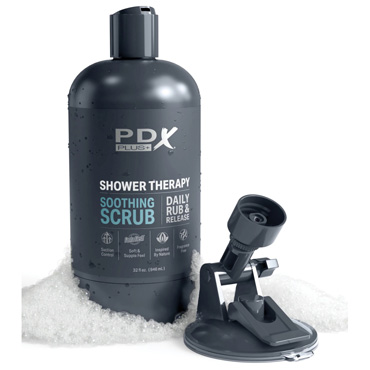 Мастурбатор-вагина Shower Therapy - Soothing Scrub, телесный - В тубе в виде флакона шампуня, с присоской - купить в секс шопе