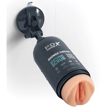 Мастурбатор-вагина Shower Therapy - Soothing Scrub, телесный, В тубе в виде флакона шампуня, с присоской и другие товары Pipedream с фото