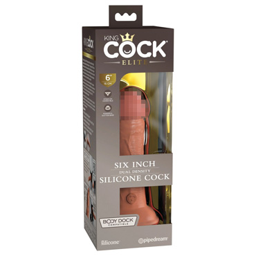 Фаллоимитатор King Cock Elite 6" Dual Density Silicone Dong, загорелый