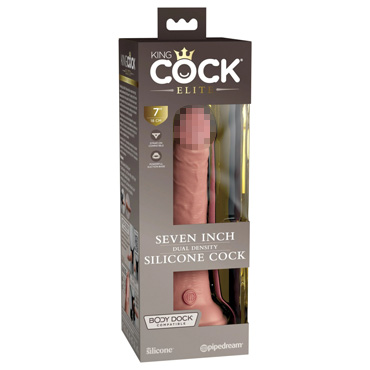Фаллоимитатор King Cock Elite 7" Dual Density Silicone Dong, телесный