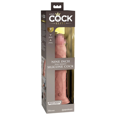 Фаллоимитатор King Cock Elite 9" Dual Density Silicone Dong, телесный