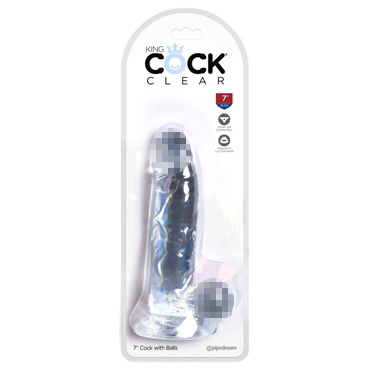 Фаллоимитатор King Cock Clear 7" Cock with Balls, прозрачный