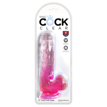 Фаллоимитатор King Cock Clear 6" Pink, прозрачно-розовый