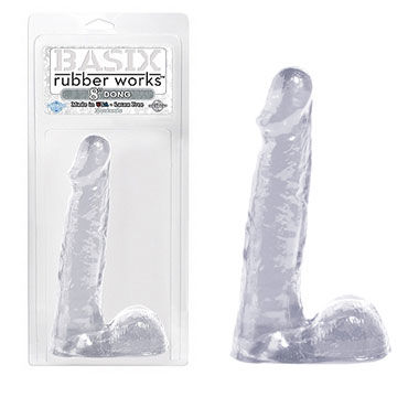 Pipedream Basix Rubber Works 20 см прозрачный, Прозрачный с мошонкой
