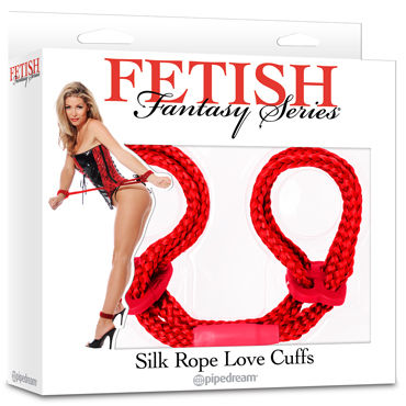 Pipedream Silk Love Cuffs красный, Шелковые веревки для фиксации