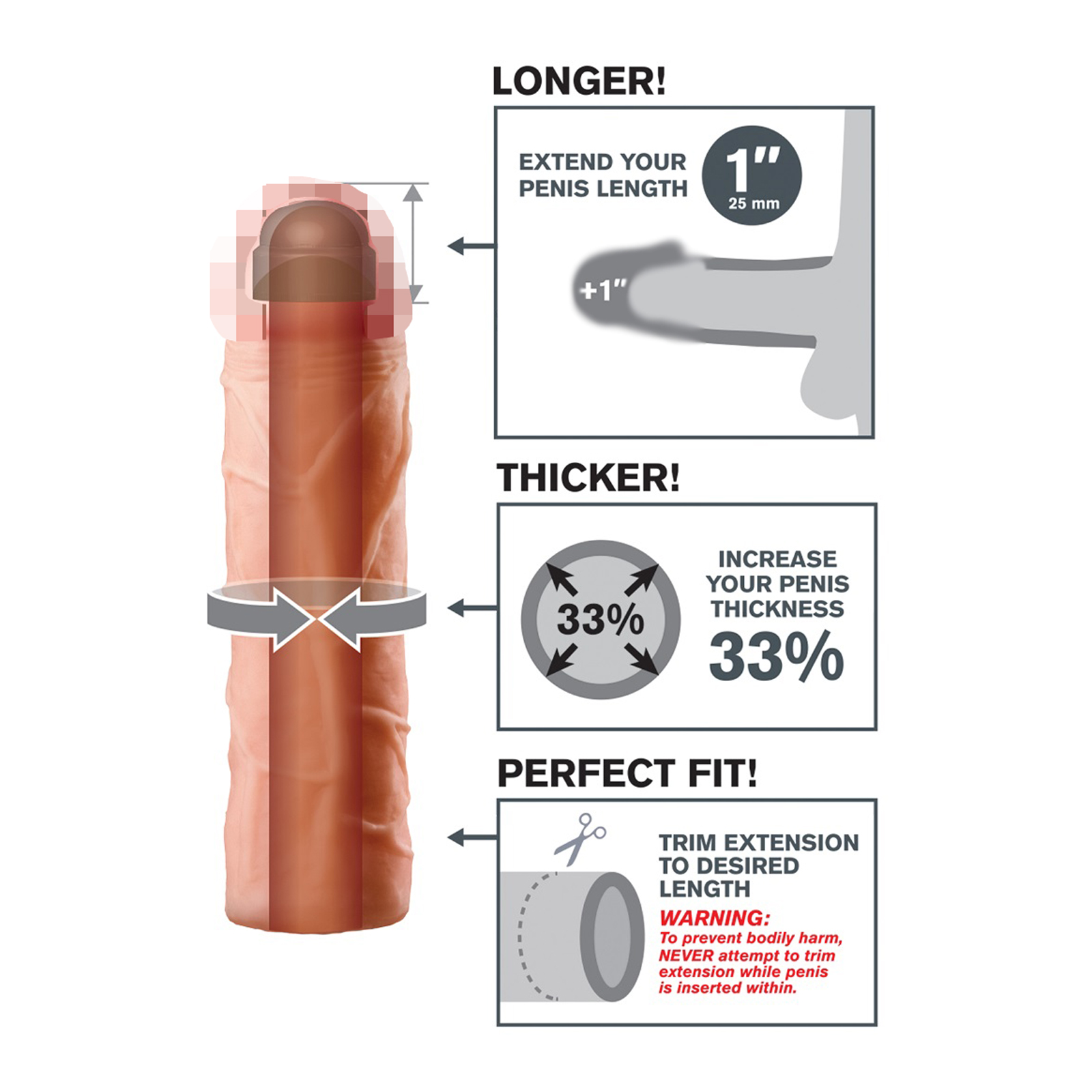 Pipedream Fantasy X-tensions Perfect 1" Extension, телесная — фото 3
