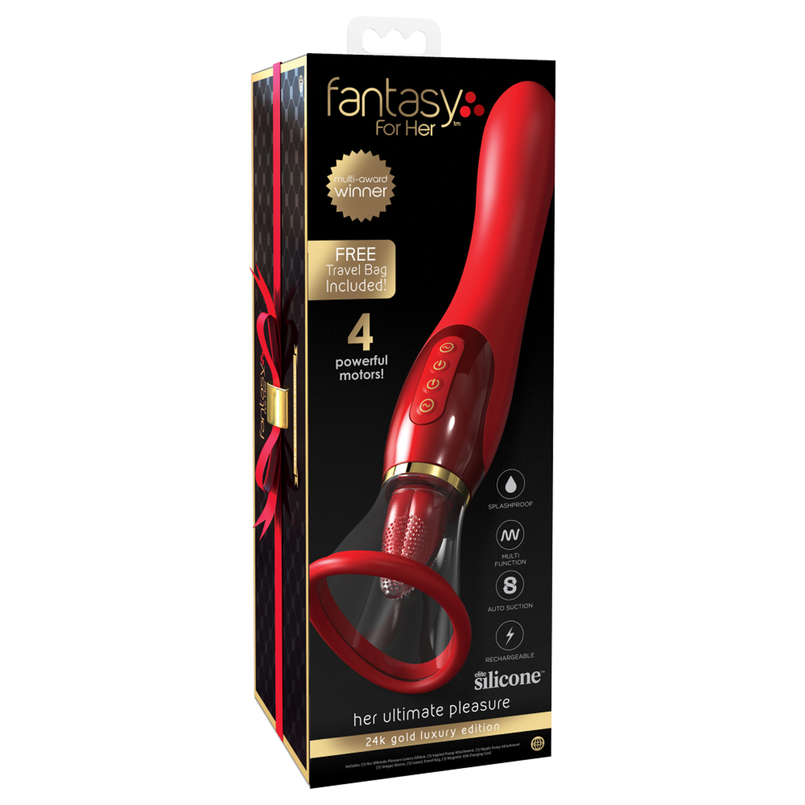 Pipedream Fantasy For Her Her Ultimate Pleasure 24K Gold Luxury Edition, красный