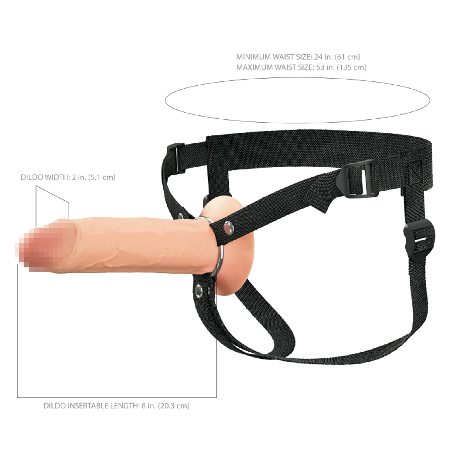 Полый страпон Hollow Silicone Strap-on 8" — фото 4