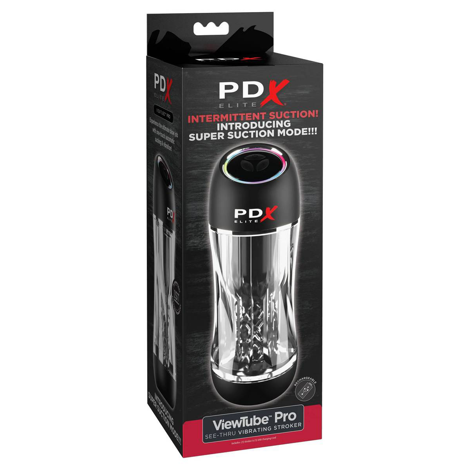 Мастурбатор с вибрацией PDX Elite ViewTube Pro, С всасыванием и прозрачной колбой и другие товары Pipedream с фото