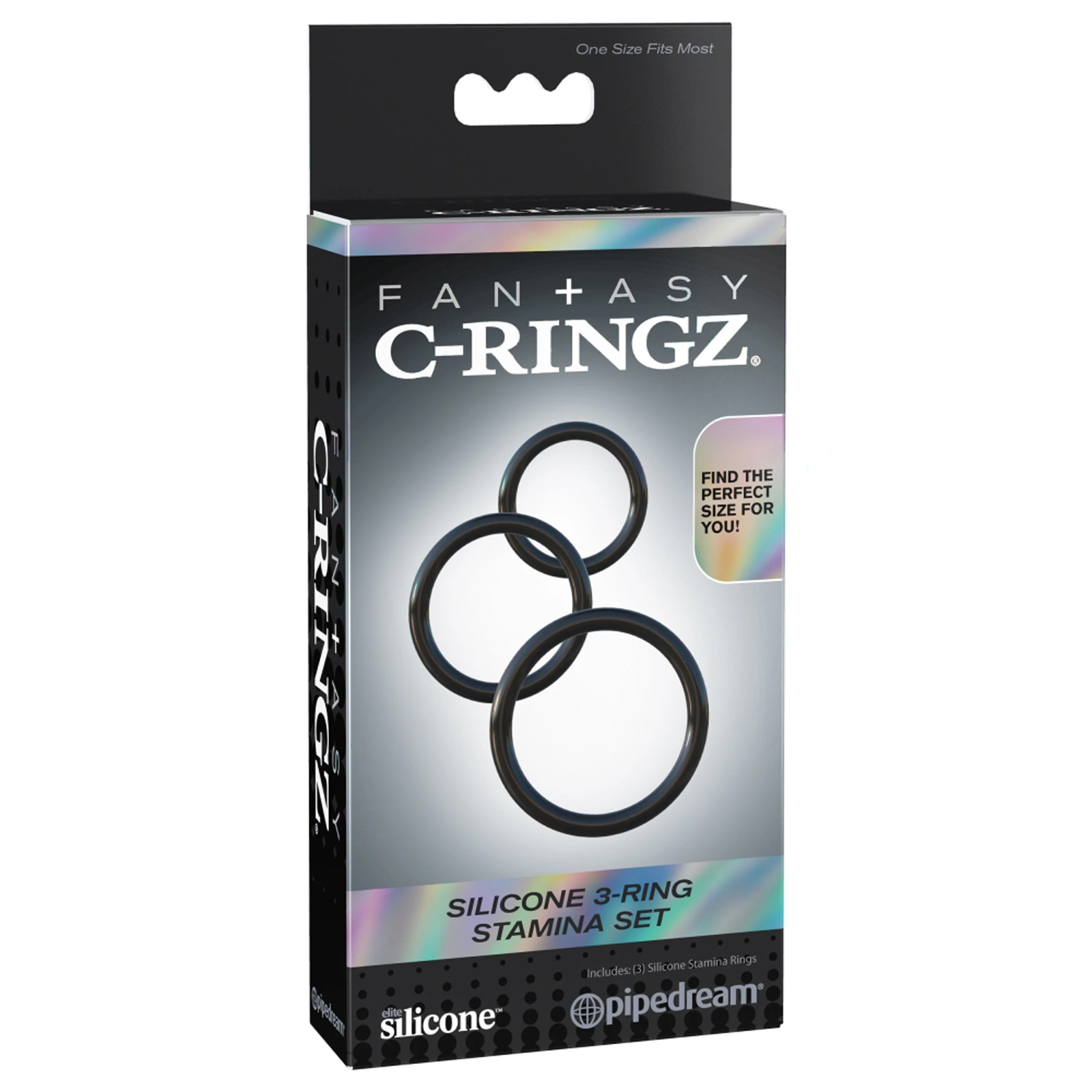 Pipedream Silicone 3-Ring Stamina Set, черный — фото 1