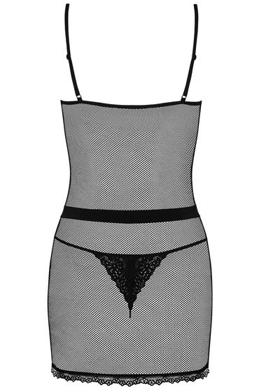 Obsessive Lustella, черный - Сетчатая сорочка и трусики - купить в секс шопе