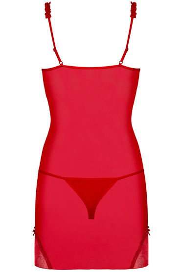 Obsessive Romansia, красный - Сорочка с ажурными вставками и трусики - купить в секс шопе