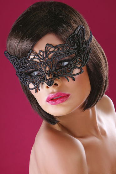 LivCo Corsetti Mask Model 13, черная, Маска из ажурного кружева