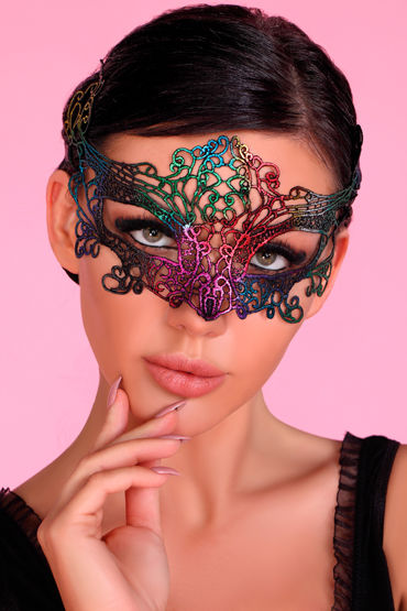 LivCo Corsetti Mask Model 2 Rainbow, радужная, Ажурная маска на глаза
