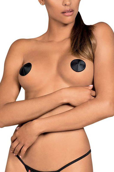Obsessive Nipple covers A752, черные, Сатиновые пэстисы круглой формы
