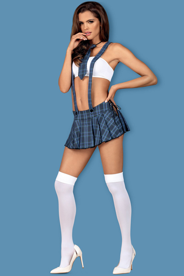 Obsessive Studygirl, бело-синий, Сексуальный костюм студентки