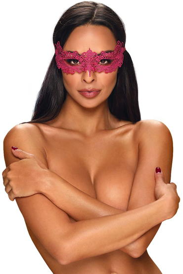 Obsessive Mask A701, розовая, Эротичная маска из гипюра