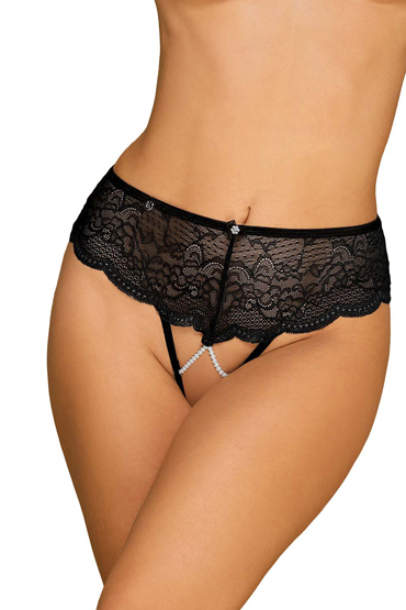 Obsessive Pearlove open panties, черные — фото 1